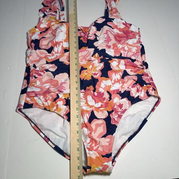 Kona Sol Swimsuit One-Piece Women’s Size 20 Floral Print Ruched Adjustable Strap - Picture 6 of 10